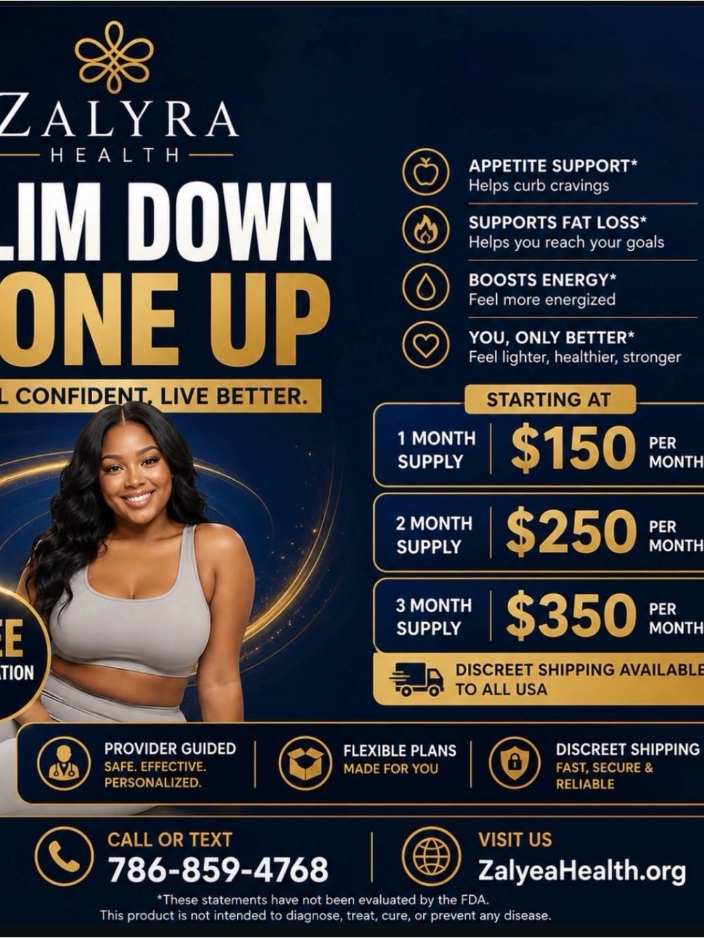 Zalyra Health Slim Down One Up Program - Navy & Gold